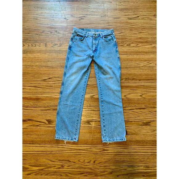 VTG 90s Cowboy Western Wrangler Straight Leg Light Wash 32 32 Mens Blue 96501sl - Picture 3 of 9